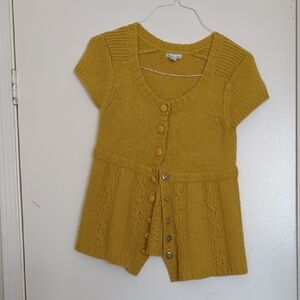 Yellow Knit Short Sleeve Cardigan